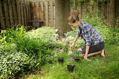 Green waste and recycling procedures at a garden site